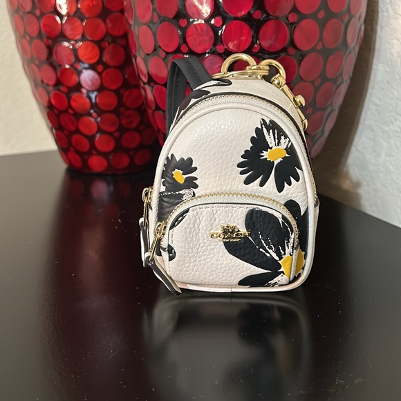 Coach NWT Mini Court Backpack Bag Charm With Floral Print - Picture 6 of 12